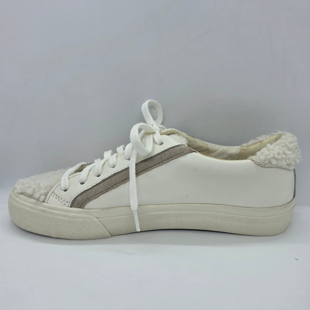 Madewell MWL Court Sneakers Womens 7 White Leather Faux Fur Trim NA843 Low Top - Picture 9 of 14